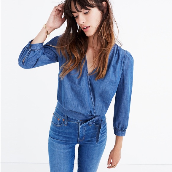 Madewell Tops - Madewell denim chambray wrap top